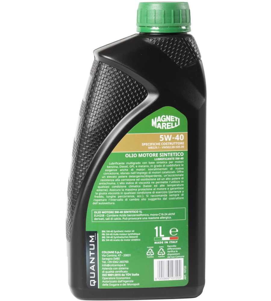 12 PEZZI OLIO QUANTUM MARELLI 5W40 SINTETICO 1LT
